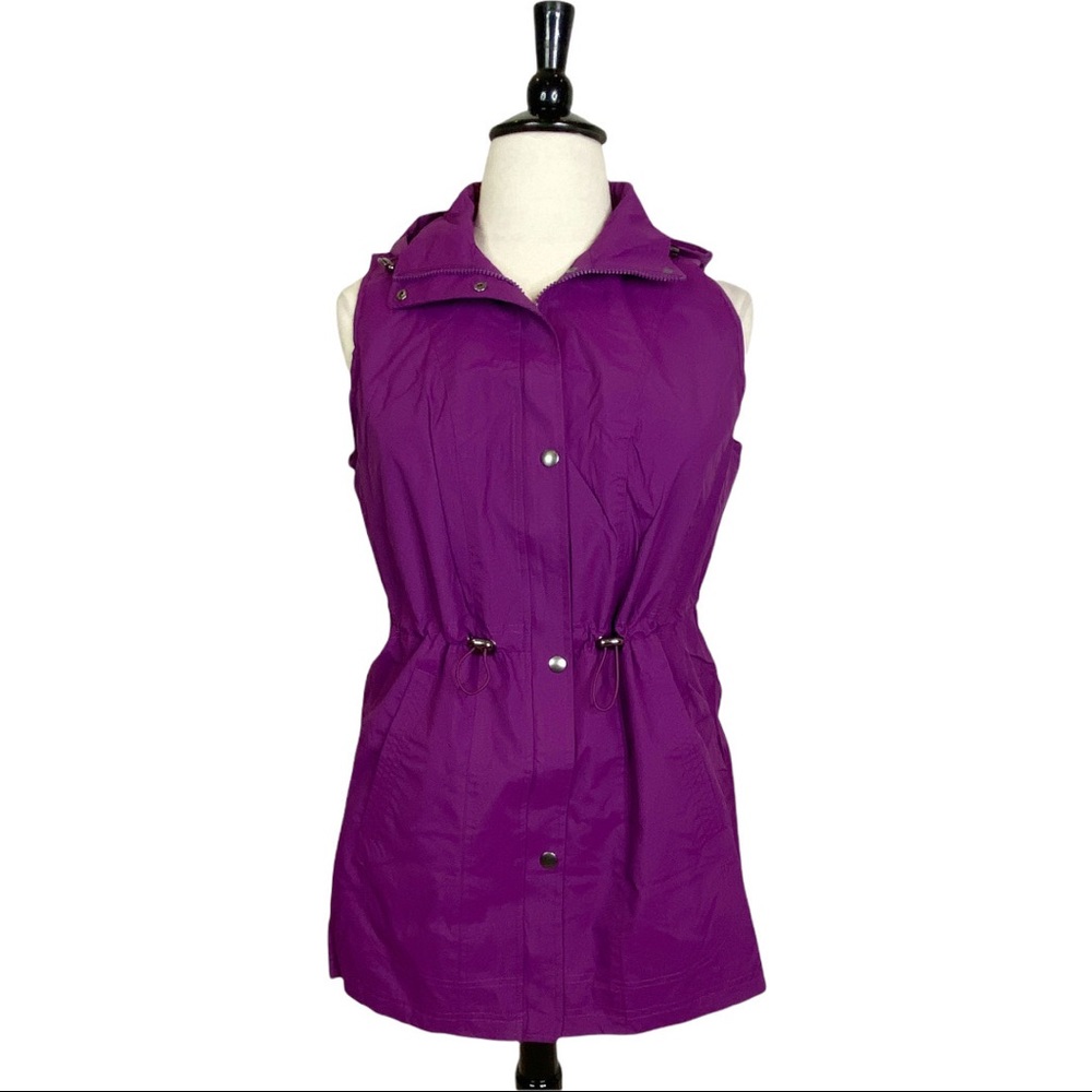 Woman Within Hooded Outdoor Vest Plus Size 18W Women's Removable Hood Rainproof